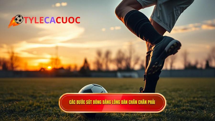 Phân tích chi tiết các bước thực hiện kỹ thuật sút bóng bằng lòng bàn chân phải